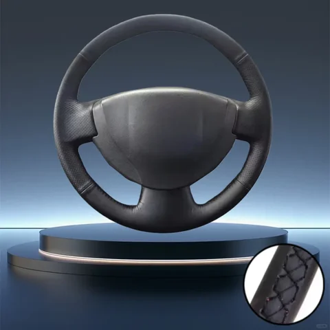 Кожаный чехол на руль автомобиля из микрофибры для Renault Logan 1 Sandero 1 Clio 2 Lada Largus 1 Nissan Almera 3 (G15)