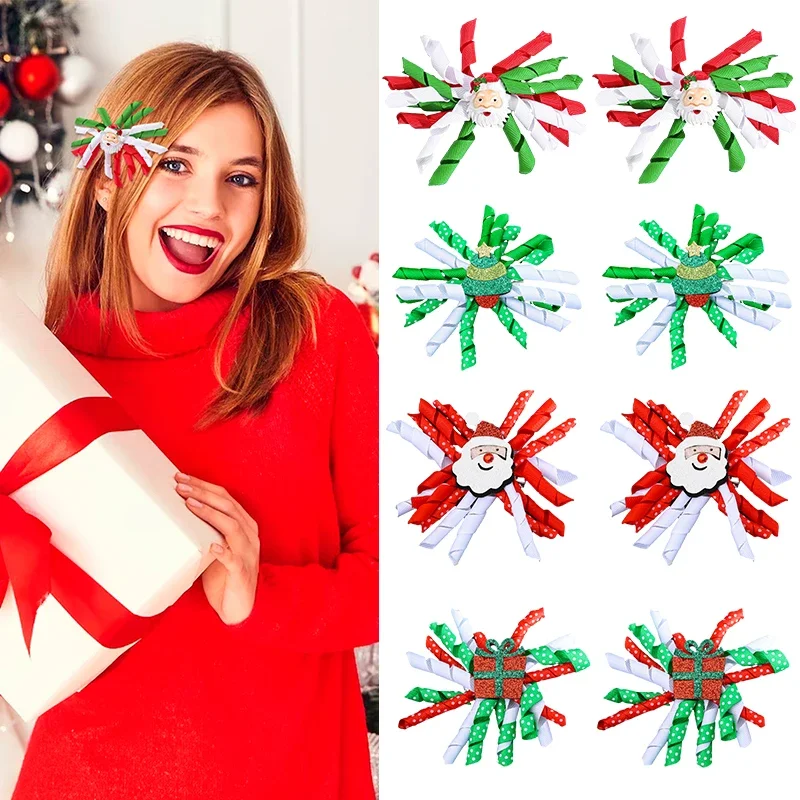 Ncmama 2 pz/set forcine per capelli ricci di natale per donna ragazza Cute Ball Flower fermagli per capelli arcobaleno accessori per capelli copricapo per bambini