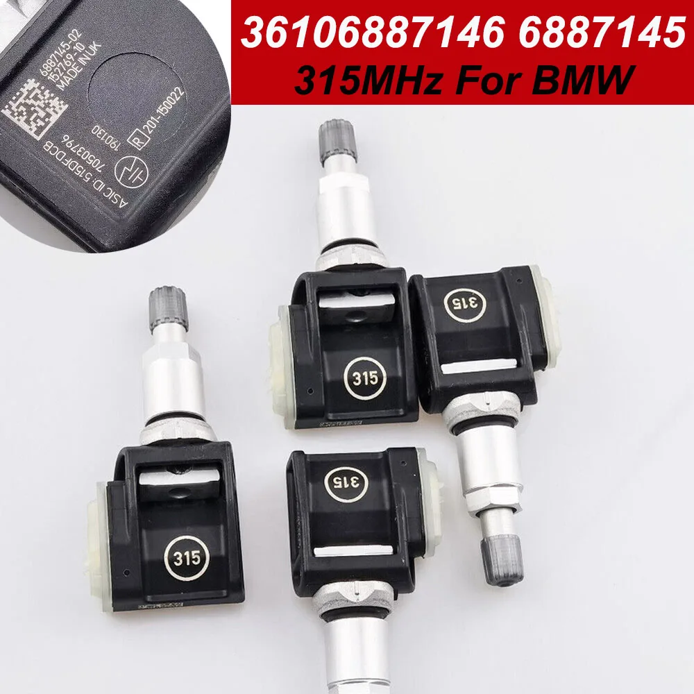 

4Pcs Tire Pressure Sensor 315MHz TPMS For BMW 530e Sedan (G30) 2018 2019 2020 36106887146 6887145 6887146