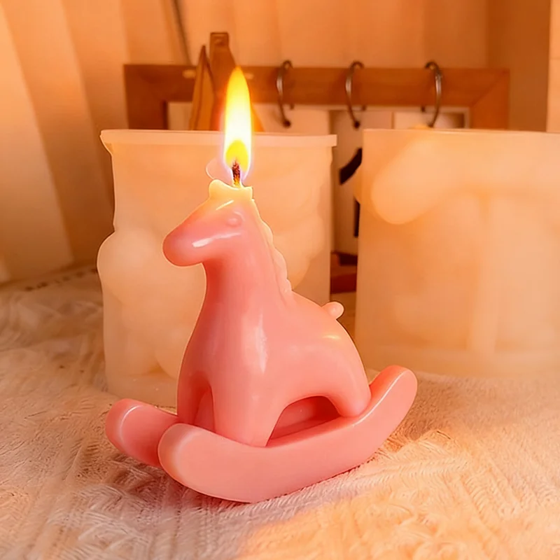 Rocking Horse Candle Silicone Mold DIY Handmade Aromatherapy Candle Gypsum Epoxy Resin Soap Making Silicone Mould Home Decor
