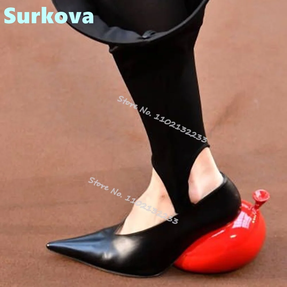 

Red Balloon Heels Pumps Pointed Toe Slip On Strange Syle High Heeled Women Shoes Spring Autumn Fashion Unique Shoes Party Dress