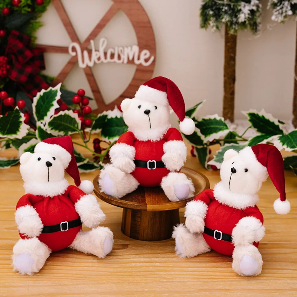 Kawaii Christmas Hat Teddy Bear Plush Toy Cute Bears Dolls Home Decor Stuffed Soft Kids Toys for Children Girlfriend Xmas Gifts