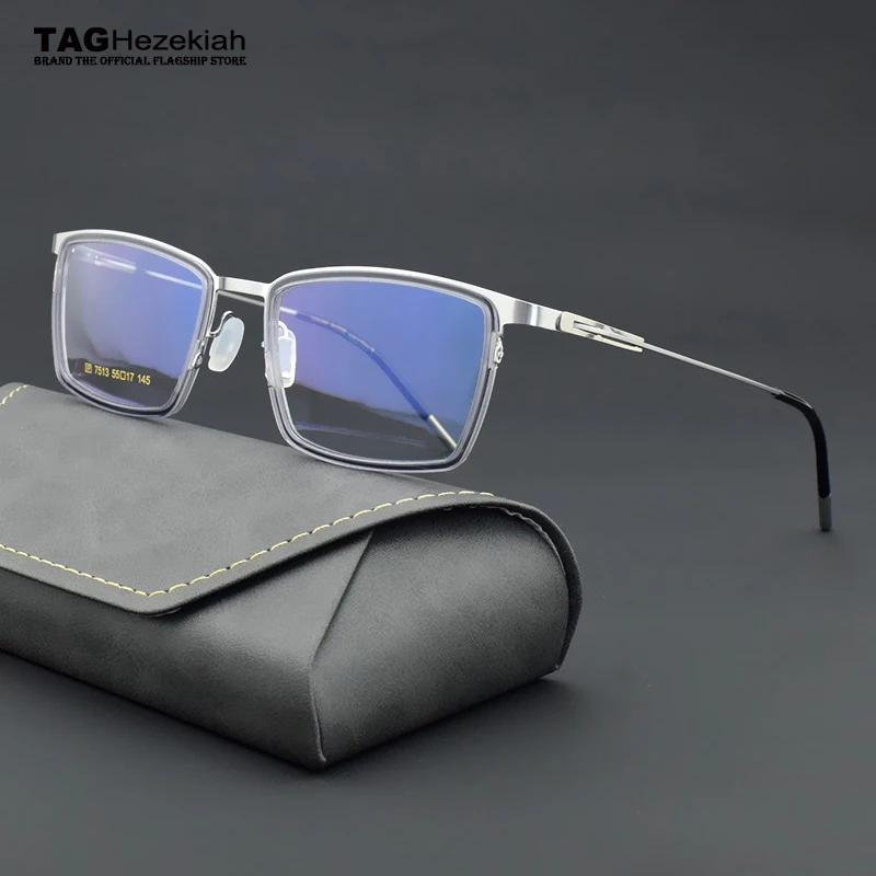 

2024 square Titanium glasses frame men Brand Ultralight eyeglasses women Retro fashion myopia computer optical spectacles nerd