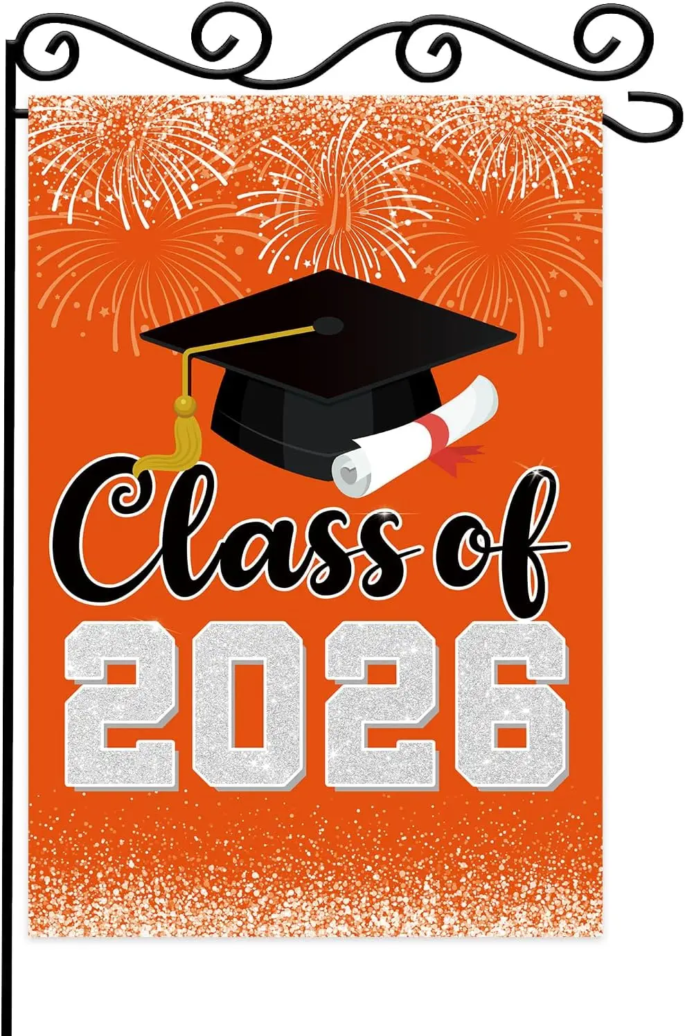 Bandeira de Jardim de Formatura Turma de 2026, Decoração Laranja de Parabéns para Quintal e Casa para Ensino Médio, Faculdade, Universidade