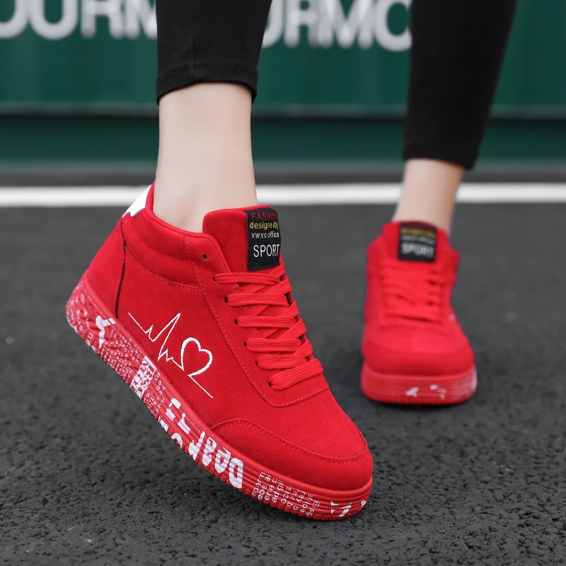 Shoes For Women 2023 FashionRed Rubber Bottom Sneakers Flat Shoes Autumn Ladies Shoes Tennis Large Size Ladies Shoes On Offer