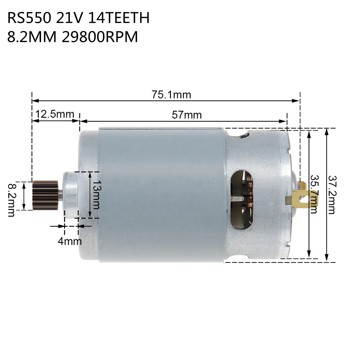 RS550 DC Motor 8.2mm/9.5mm 14 Teeth Gear Micro Motor 550 21V 14 Tooth Lithium Electric Saw Motors for Mini Saw Reciprocating Saw