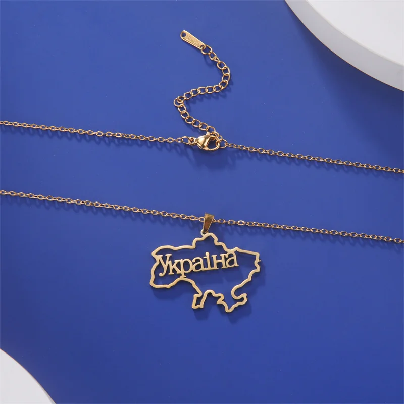 Mode Umriss Ukraine Karte Halskette Kette Halsband Hals Edelstahl Schmuck Ästhetische Halsketten Geschenke accesorios para mujer – Detail 38