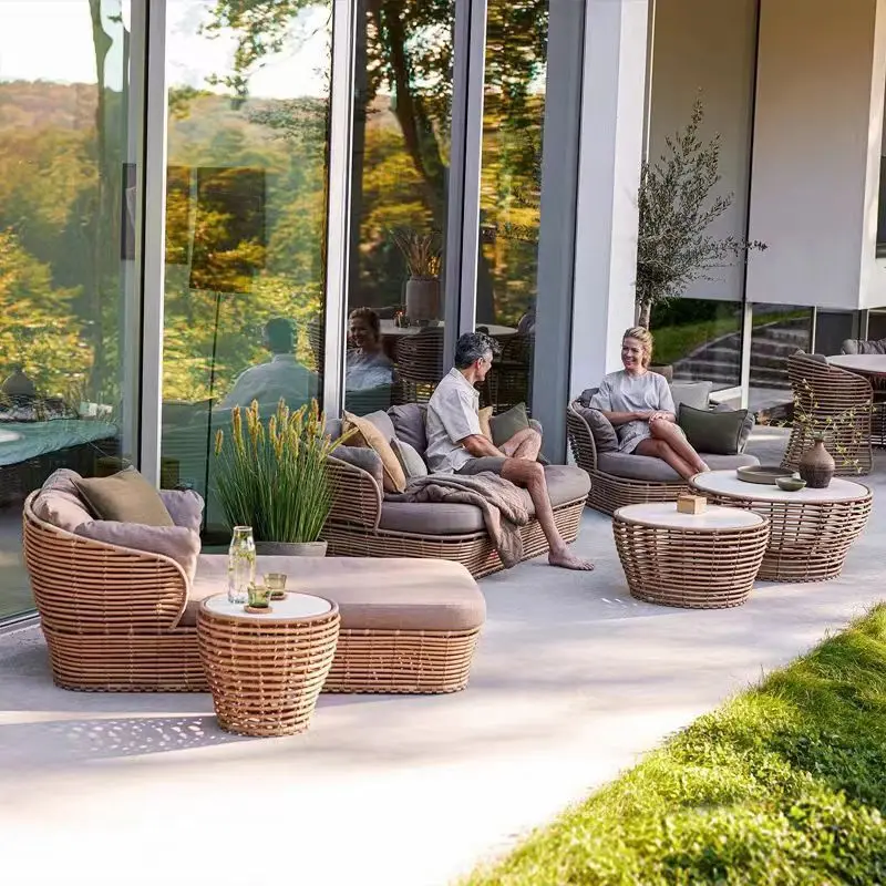 Nordic Outdoor Sofa Villa Innenhof Open-Air Rattan Sofa Kombination High-End Hotel Modell Zimmer