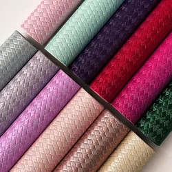 Raffia Weaving Faux Leather fabric Sheets Bump Texture Synthetic Leather Fabric for Hair Bows Bags Handbag Decorative Crafts DIY