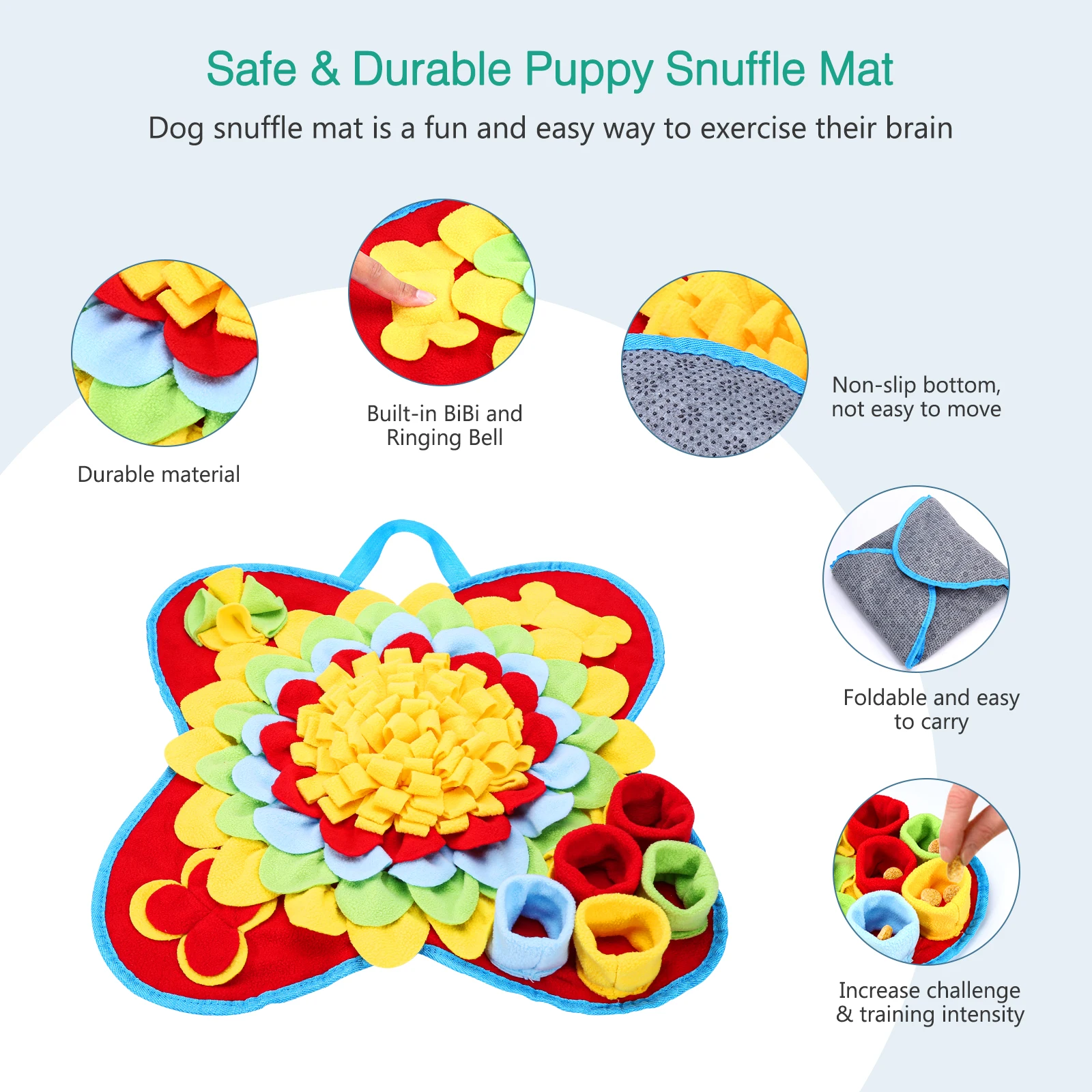 ORIA Dog Sniffing Mat, Interactive Sniff Mat, Feeding Mat for Slow Eating, Encourages Foraging Skills, Stress Relief