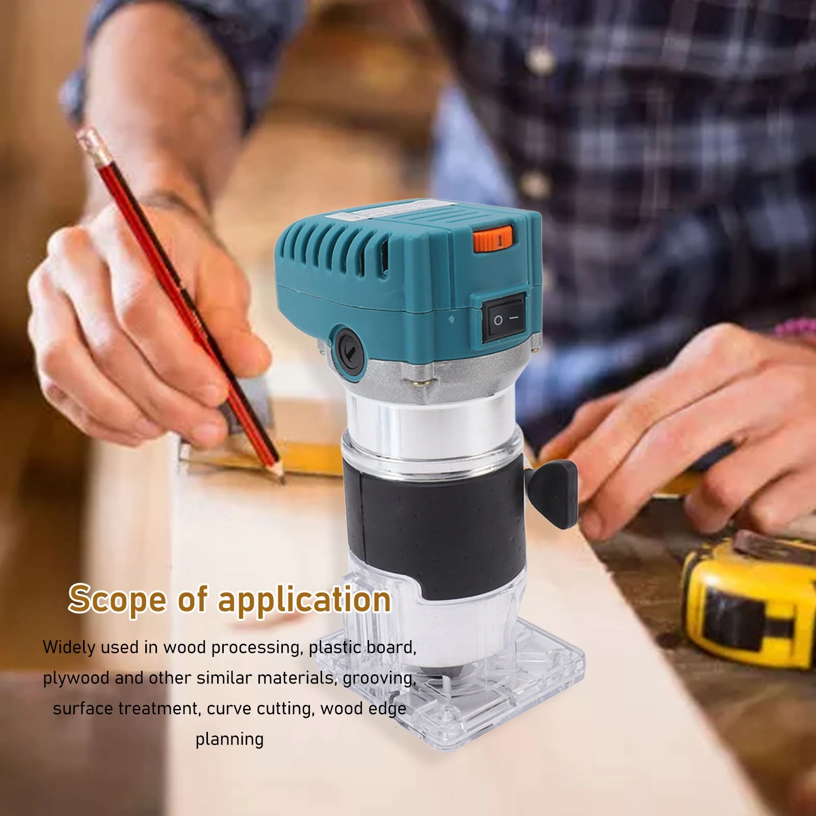 800W Electric Wood Router Tool Multifunctional Handheld Compact Palm Router for Woodworking