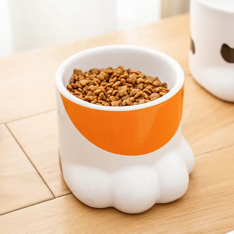 Japanese high foot ceramic cat bowl cat food bowl dog bowl cat food bowl pet drinking bowl cervical protection bowl