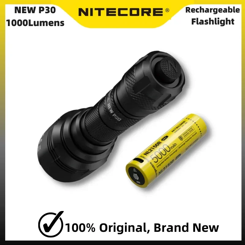 Nitecore nova lanterna p30 cree XP-L hi v3 led 1000 lúmen 8 modo de trabalho tocha feixe de luz de resgate ao ar livre distane 618m holofote