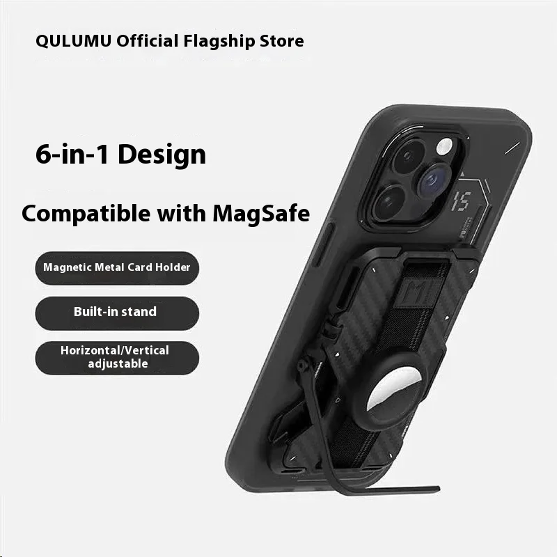 Aulumu G03 Magnetische Koolstofvezel Portemonnee: 6-in-1 Veelzijdige Kaarthouder Stand Grip Flesopener RFID Shield Heren Cadeau