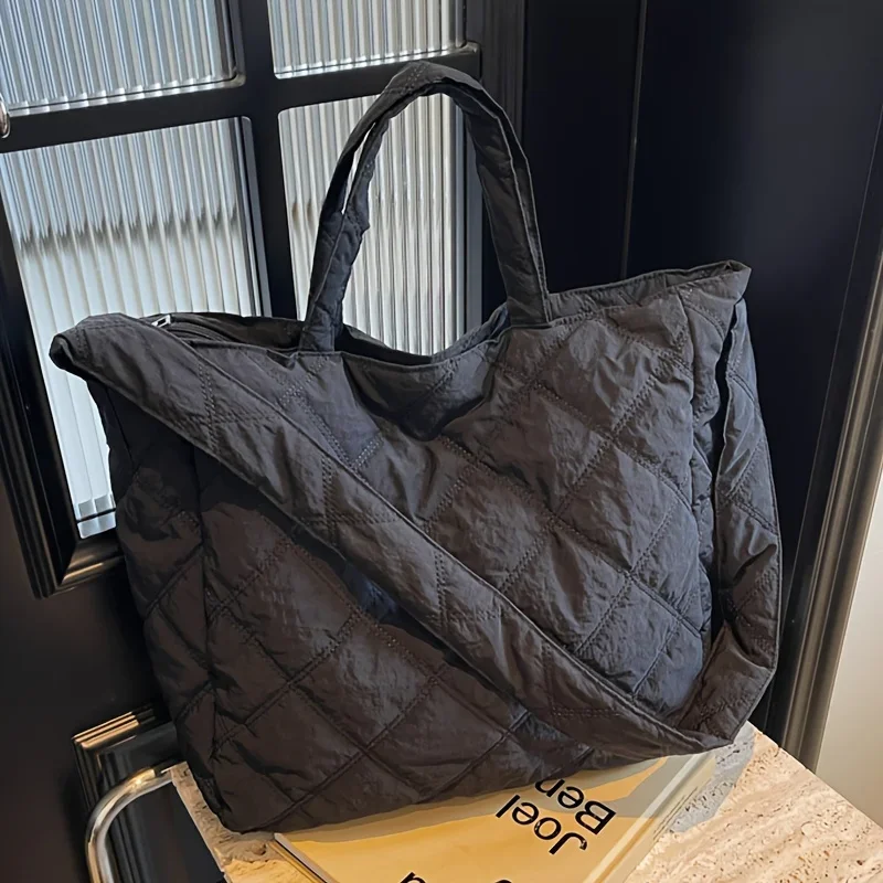 

Fixed Strap Zipper Closure, Women's Tote Bag Large Capacity Shoulder Handbag Multi Pockets, Sturdy Construction for Everyday Use