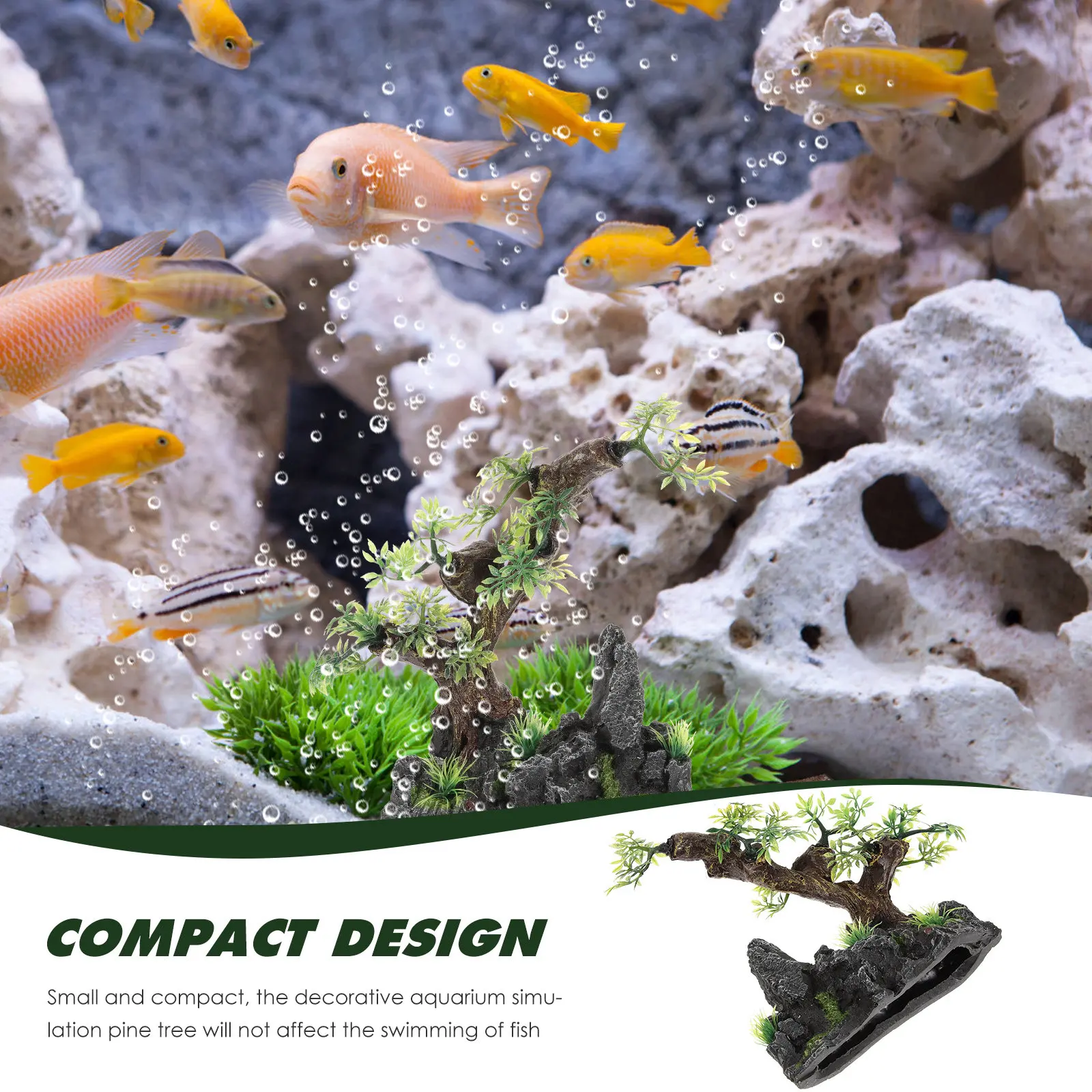 

Искусственное сосное дерево из смолы для декора аквариума, подводный ландшафт, бонсай, компактное, невыцветающее, не требующее ухода