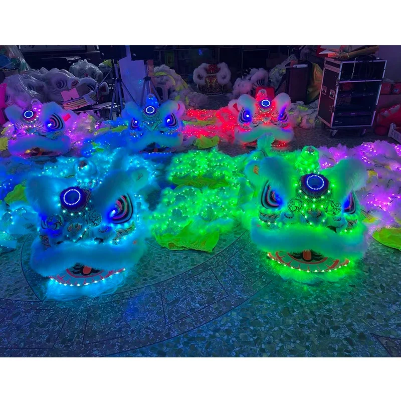 

Светящийся традиционный китайский танец льва: красочный, художественный, новогодний, для взрослых, с элементами дракона, для выступлений, аутентичный.