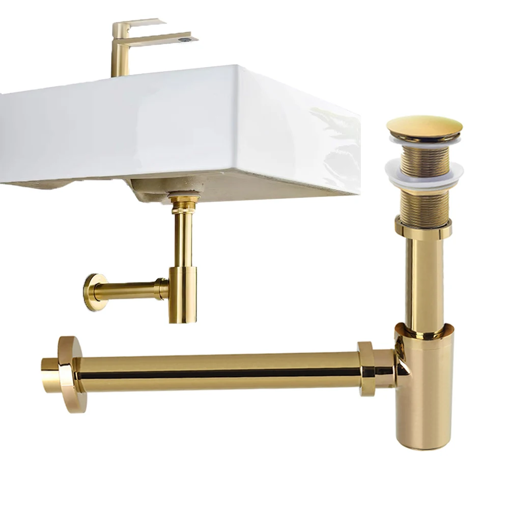 Gold Washbasin Deodorization Drain Bathroom Basin Bottle Trap Sink Siphon Pipe Kits Replacement Pop Up Filter Stopper Toilet