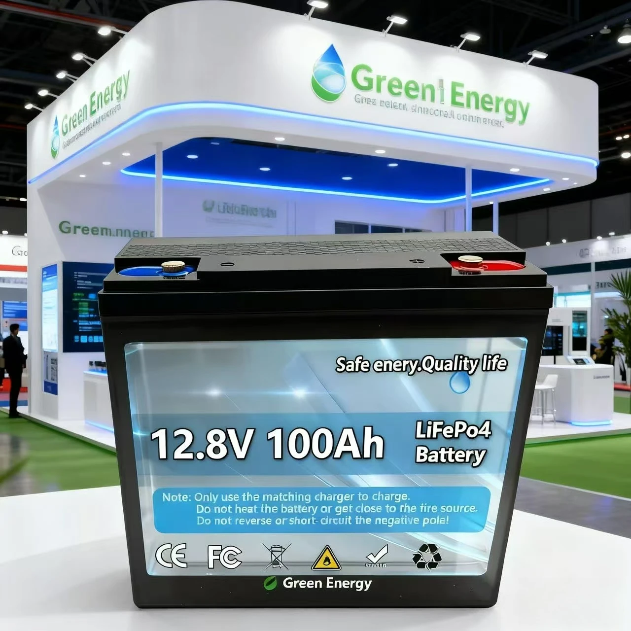 

Solar RV Boat Off-Grid System 12.8V 100Ah Lifepo4 Rechargeable Battery with BMS - Perfect for Solar PV System Off-Grid
