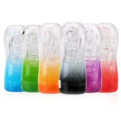 17cm Male Masturbator Transparent Jelly Vaginal For Men Penis Pump Cock Exerciser Glans Sucking Artificial Pussy Sex Toys Erotic