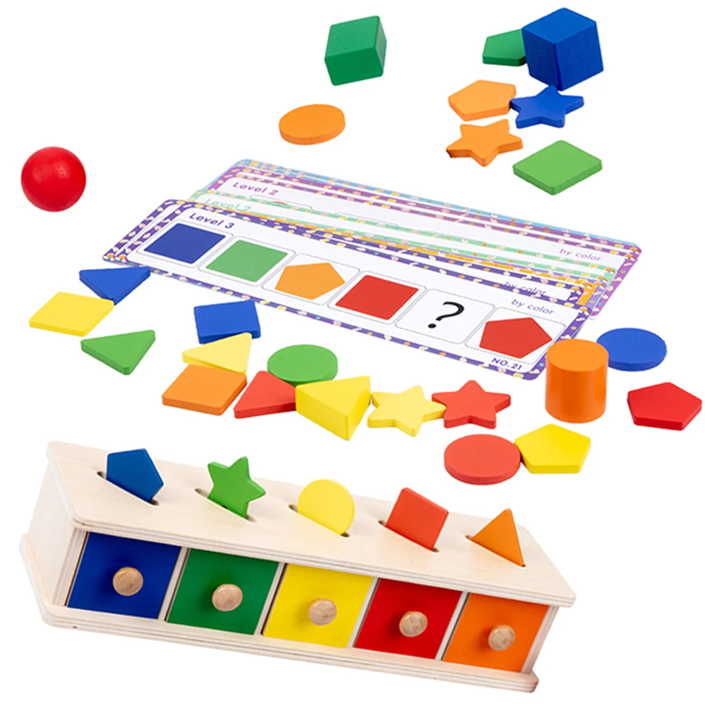 1 set 1 Set Wooden Color Number Matching Box Dual-Purpose Sorting Puzzle For Toddlers Fine Motor Skills Kids Educational Shape