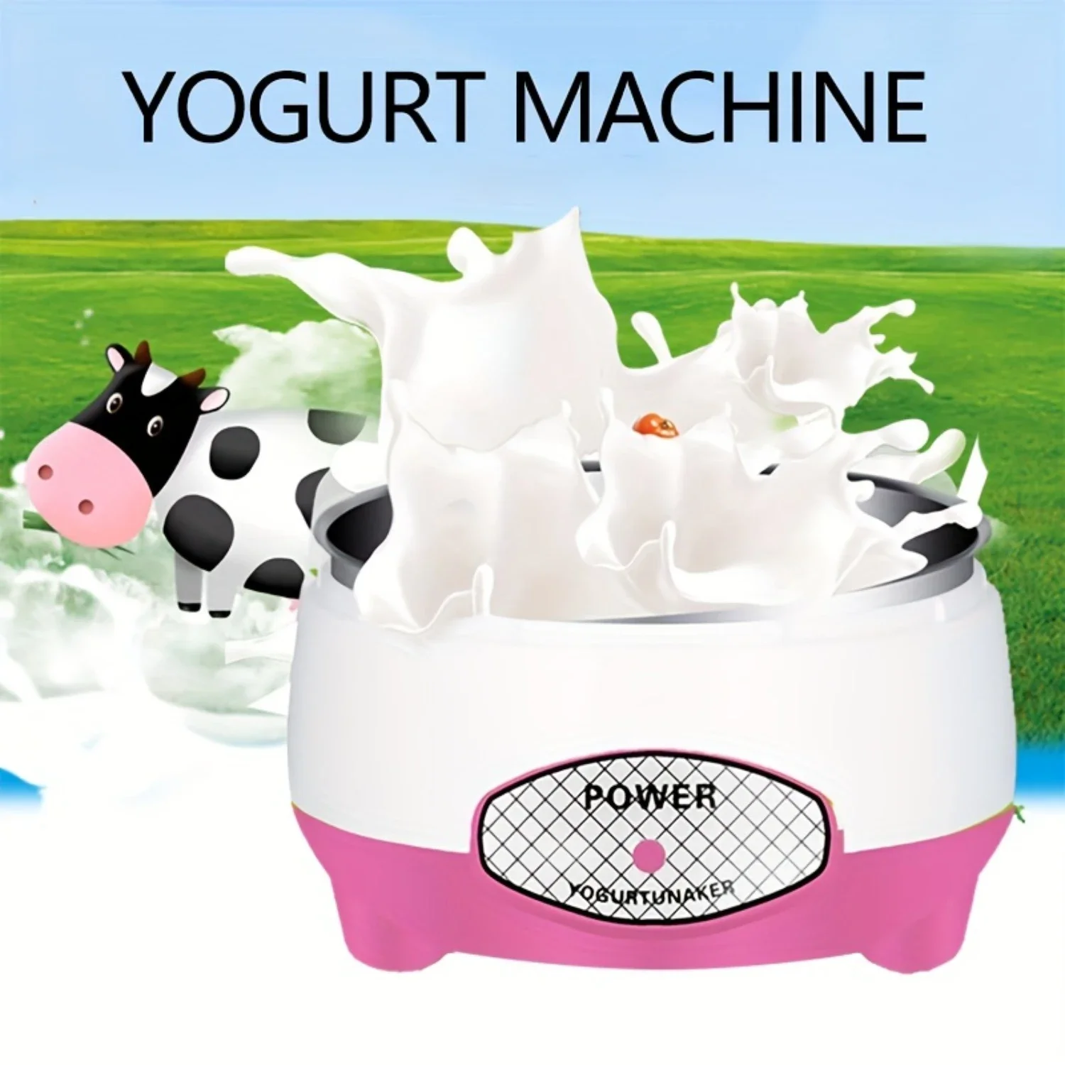 Effortless 1L Homemade Yogurt Maker - Stainless Steel, Fully Automatic, Energy-Efficient,  Plug