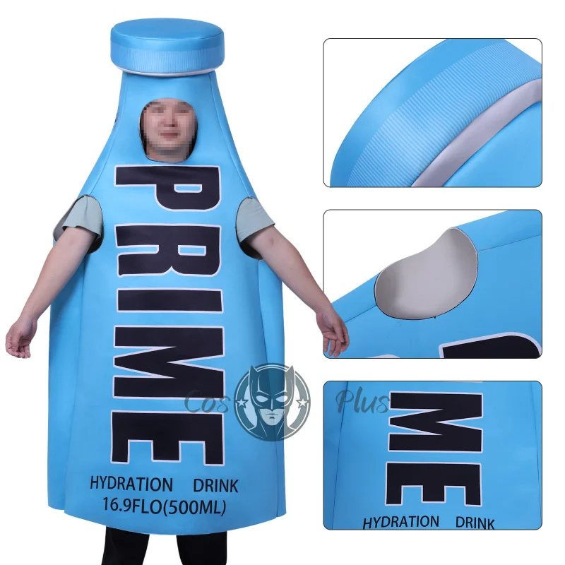 Disfraz nuevo de Halloween, broma divertida, botella de bebida PRIME, disfraz de actuación de fiesta, disfraz de actuación