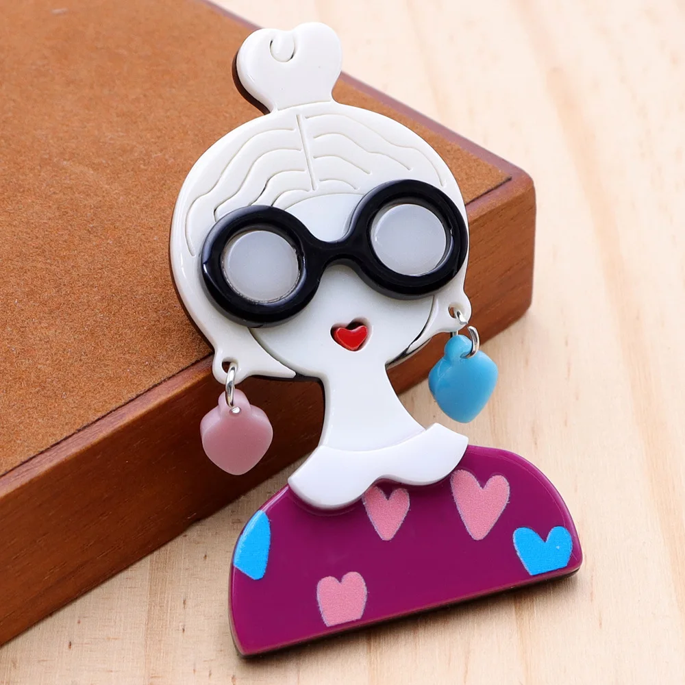 New acrylic wearing earrings girl's brooch, women fashion pin jewelry accessories