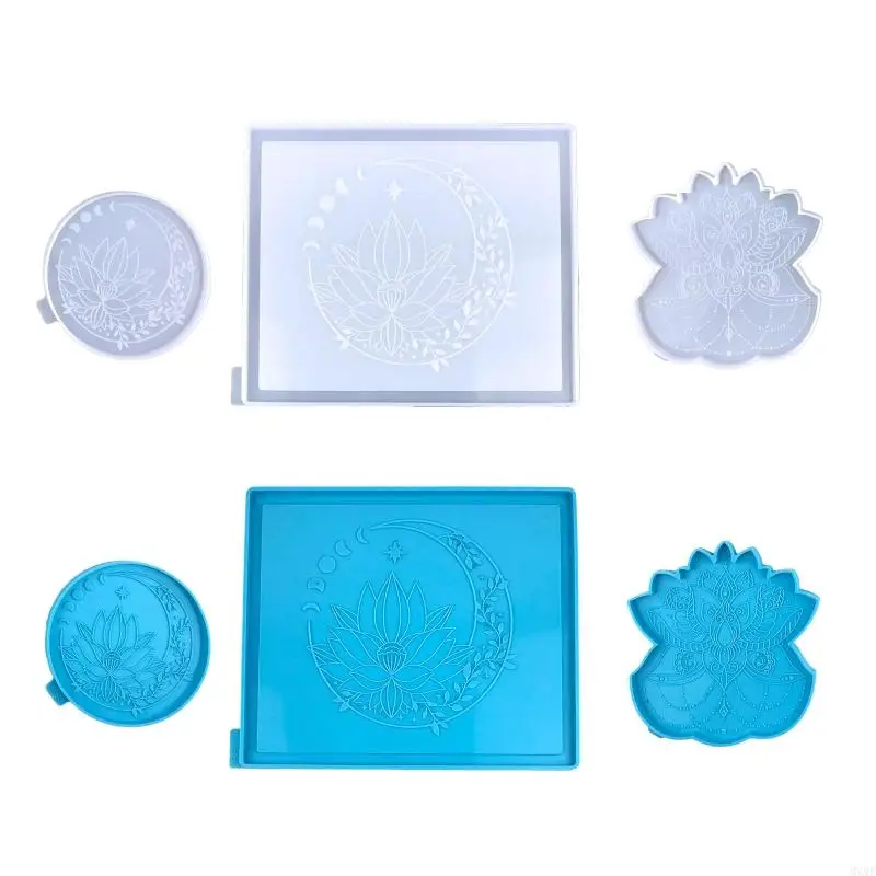 MXMF Lotus Flower Table Decorative Mirror Surface Silicone Mold Placemat Mold