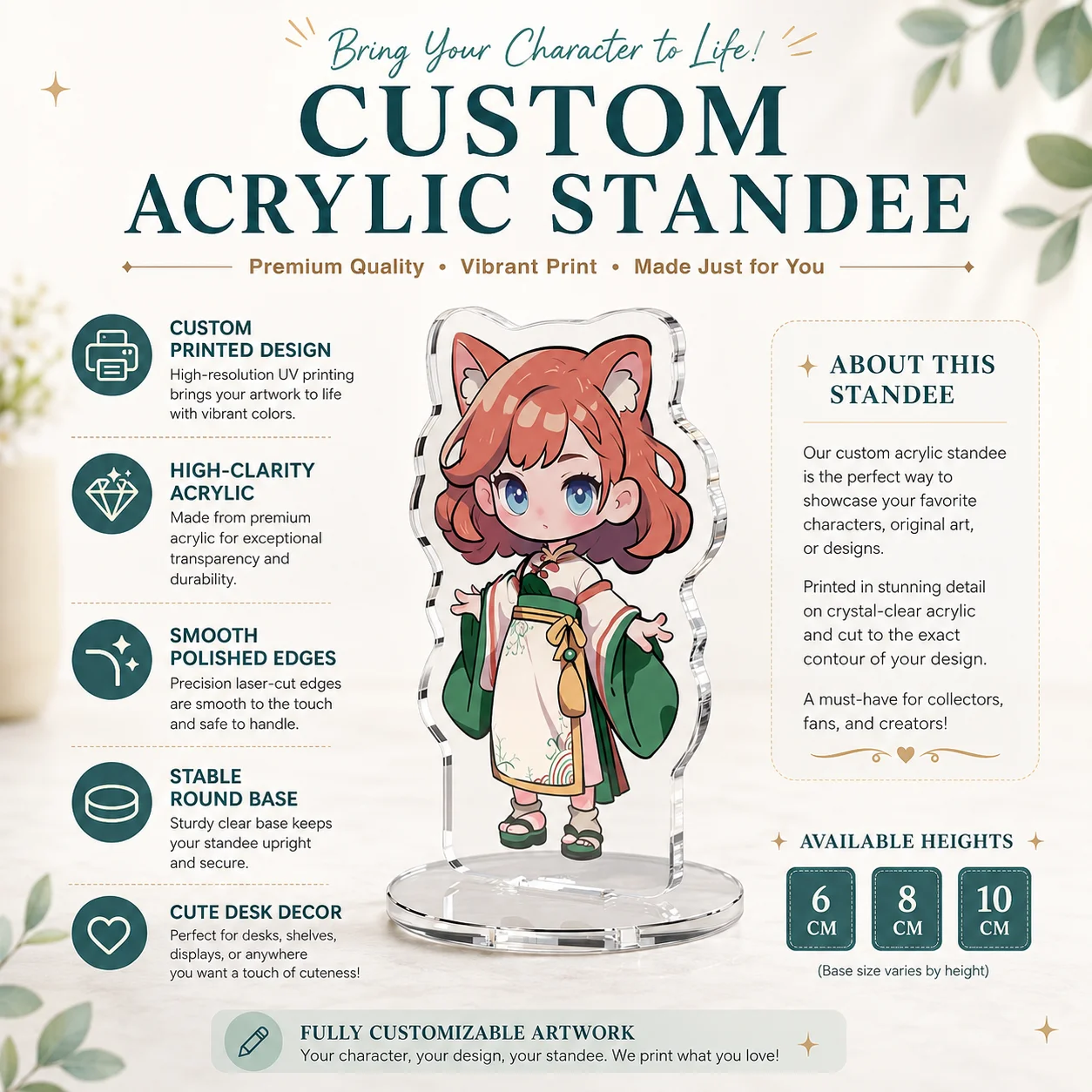 Custom Clear Acrylic Stand Personalized Anime Cartoon Character Standing Transparent Double Sided Printing Photo Standees