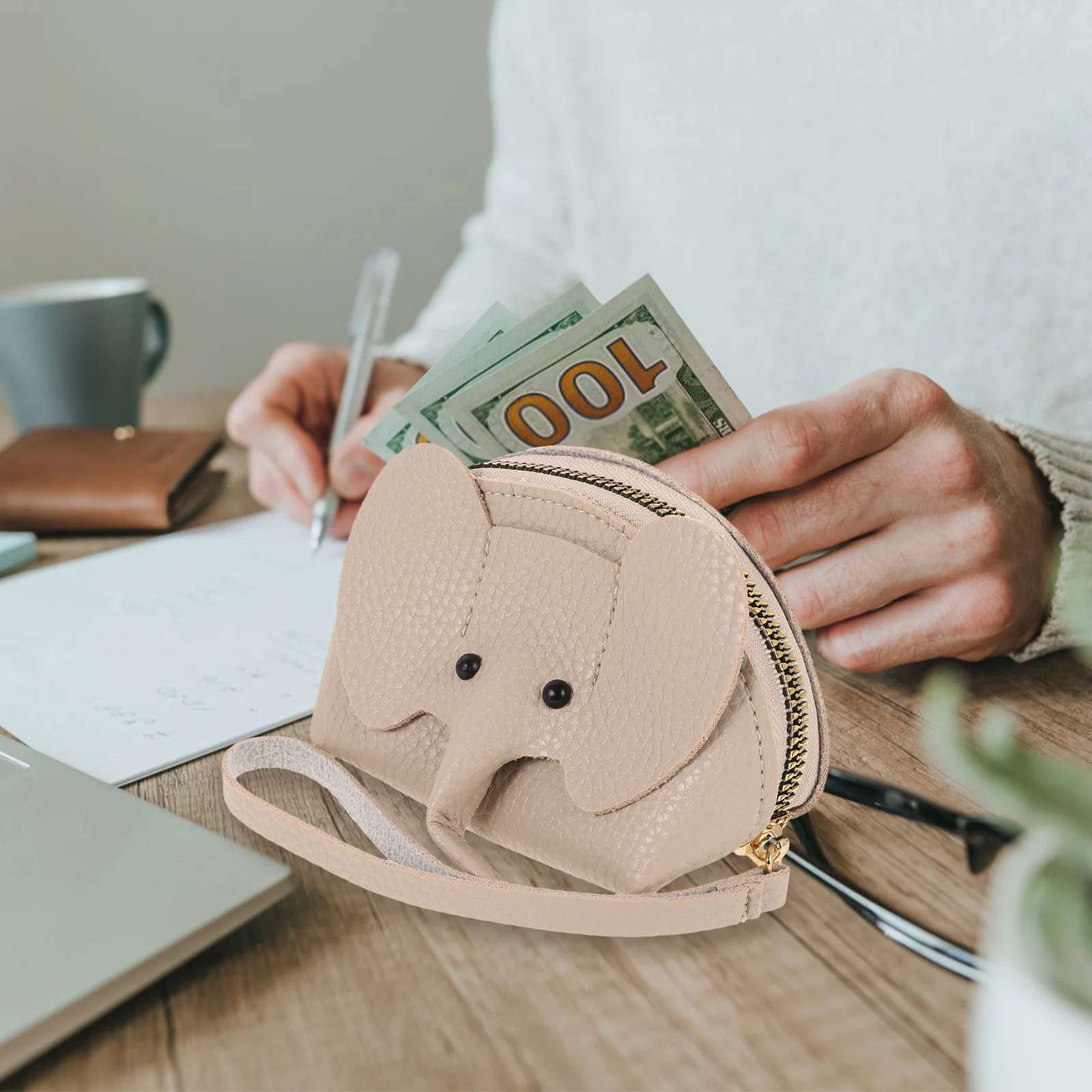 Кошелек для монет из искусственной кожи со слоном, прочный маленький кошелек для монет, наушников, ювелирных изделий, милый маленький чехол для монет