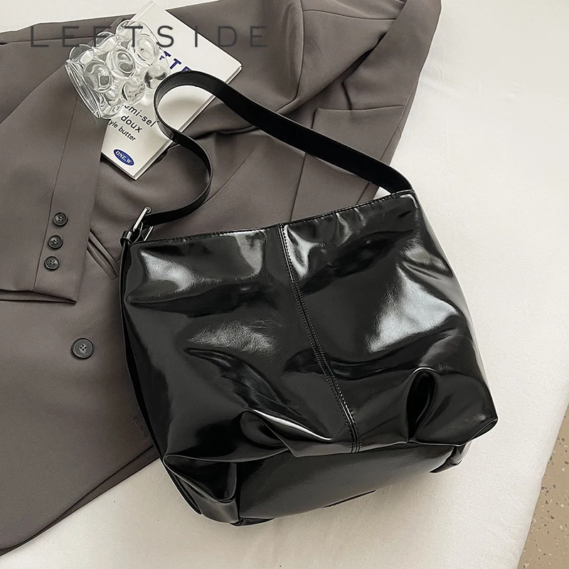 

LEFTSIDE Small PU Leather Shoulder Bags for Women Bucket Crossbody Bag 2025 Winter Luxury Designer New Purses and Handbags
