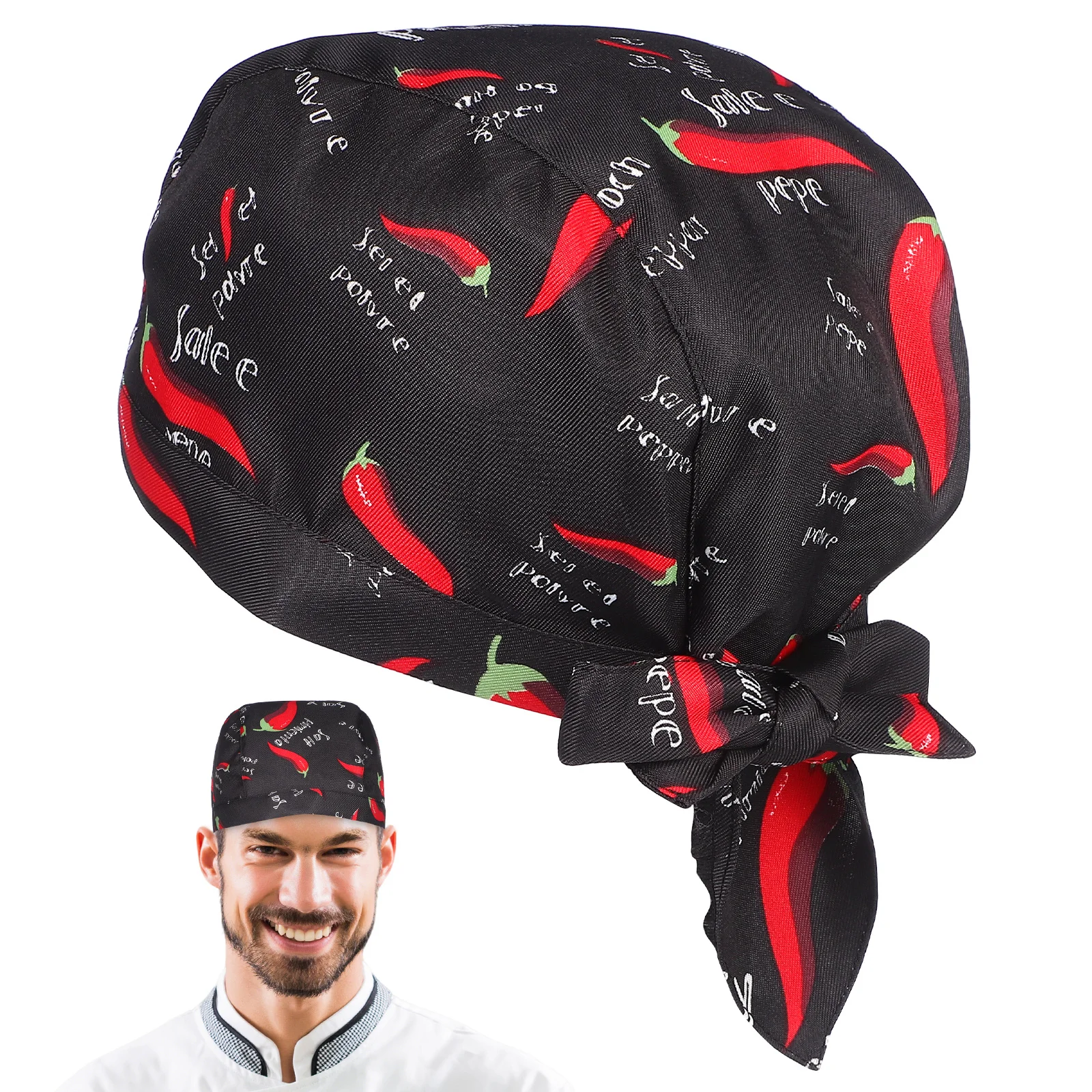 Chili Design Cooking Chef Hat Kitchen Cap Comfortable Breathable Sweat Absorbent Work Restaurant Waiter Hat Kitchen Cap