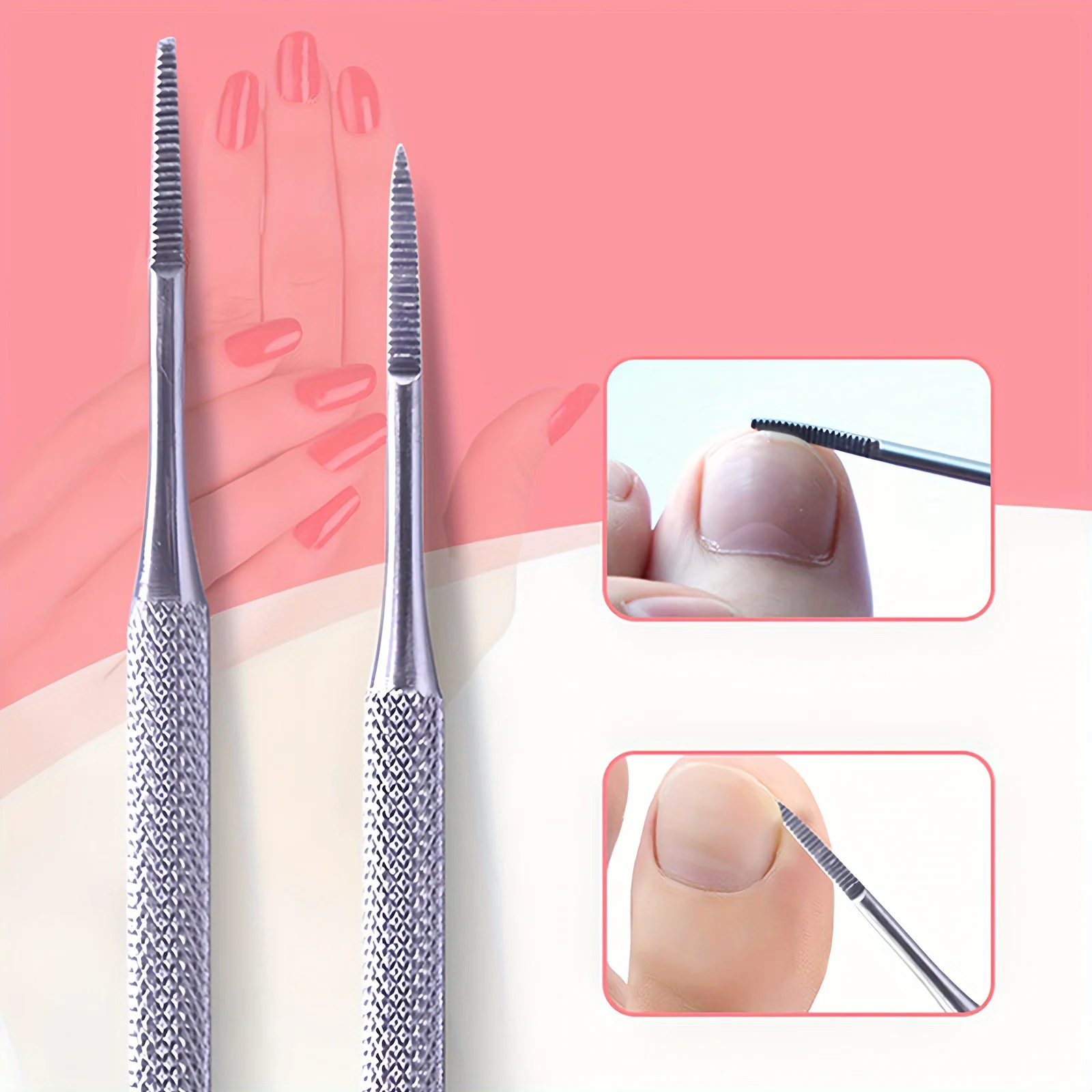 

Stainless Steel Nail File and Cleaner Set – Dual-Ended Toe Nail Lifter, Foot Care Tool, Cuticle Pusher – Unscented – Pedicure Th