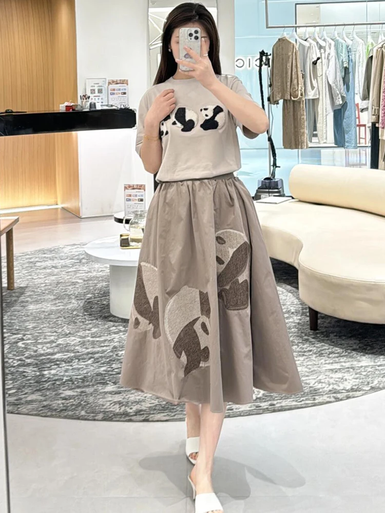 

Ele High Waist Long Embroidery Skirt Gentle Sle Versatile Heavy Work South Oil High End Women's Faion Summer 2025