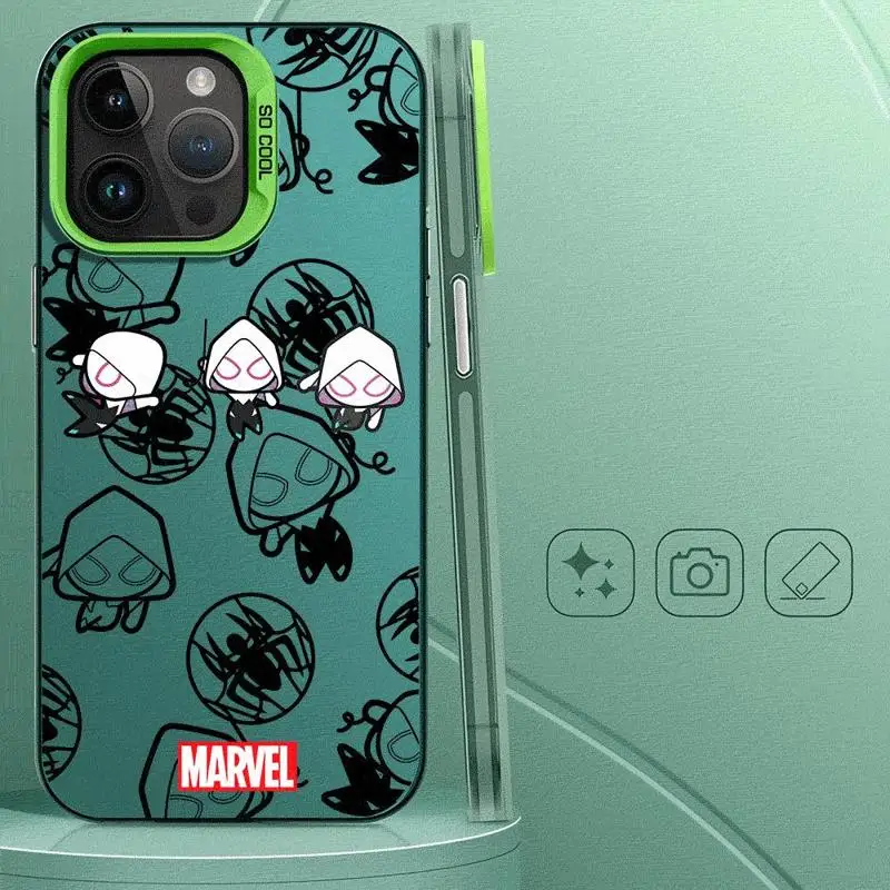 Marvel Spiderman Case For Apple iPhone 15 11 13 14 Pro Max 12 Silicone 15 Plus 11Pro high-level Matte Soft Phone Cover