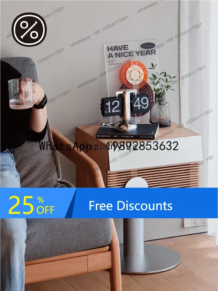 無垢材のベッドサイドキャビネット モダンなミニマリストのベッドサイド収納キャビネット 小さなアパートの多機能寝室キャビネット