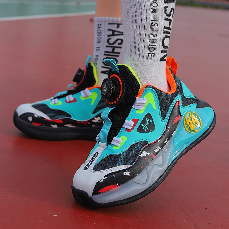 Dziecięce buty do koszykówki chłopięce buty sportowe do szkoły podstawowej dla dzieci z antypoślizgową, amortyzacją i odpornością na zużycie