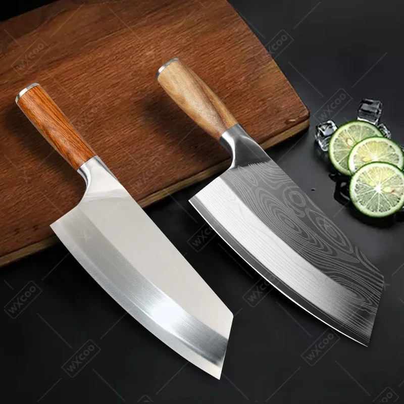 Japanese Kitchen Knife Chef Knife Slicing Meat Cleaver Butcher High Carbon Stainless Steel Laser Kitchen Knives Wood Handle