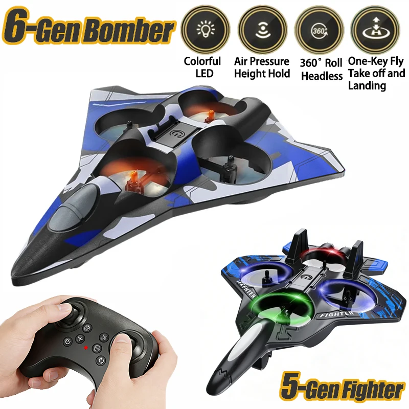 Foam RC Plane Fighter 2.4G Remote Control Stunt Glider 360 ° Rolling Flight Flying EPP Foam Aircraft with LED Toys for Kids