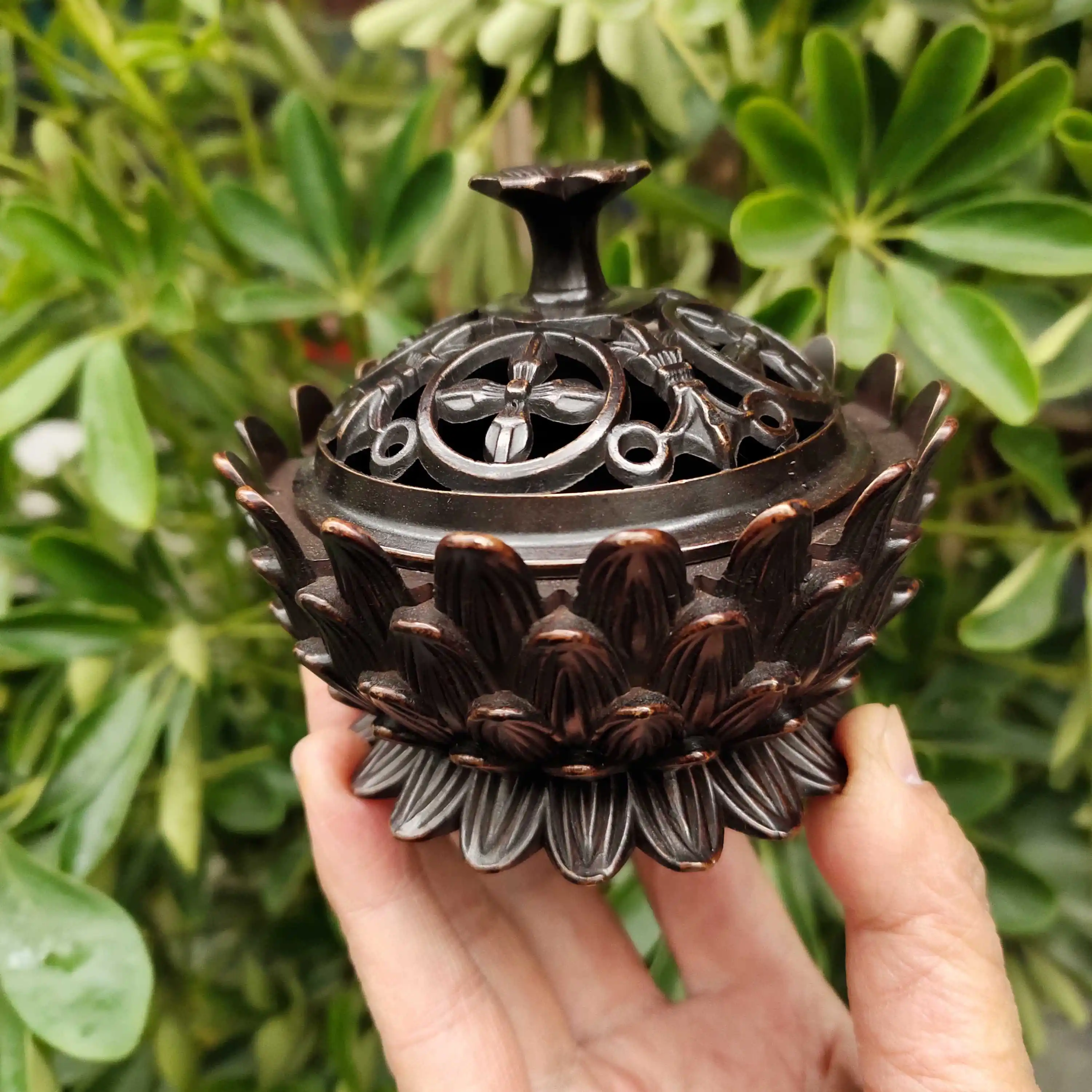 

Bronze collector home indoor incense burner lotus offering Buddha sandalwood burner tea ceremony incense tray incense burner