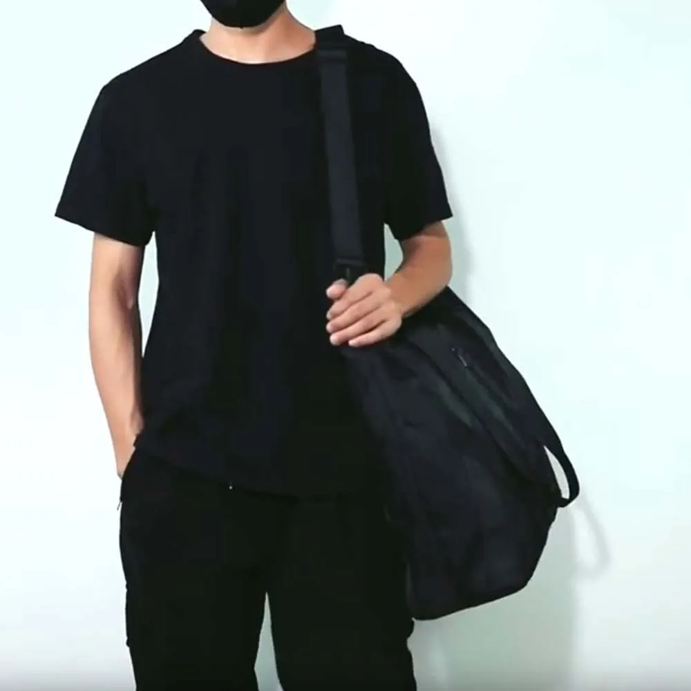 

Oxford Cloth Black Men's Handbag Japanese Style Smooth Waterproof Messenger Bag Large Capacity Adjustable Strap