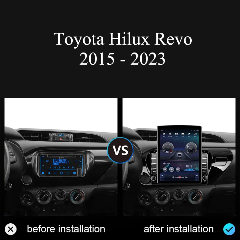 8G+128G Android 14 Auto Multimedia Player For Toyota Hilux 2015 - 2023 Car Radio Stereo GPS Navi Monitor Head Unit DVD Cassette