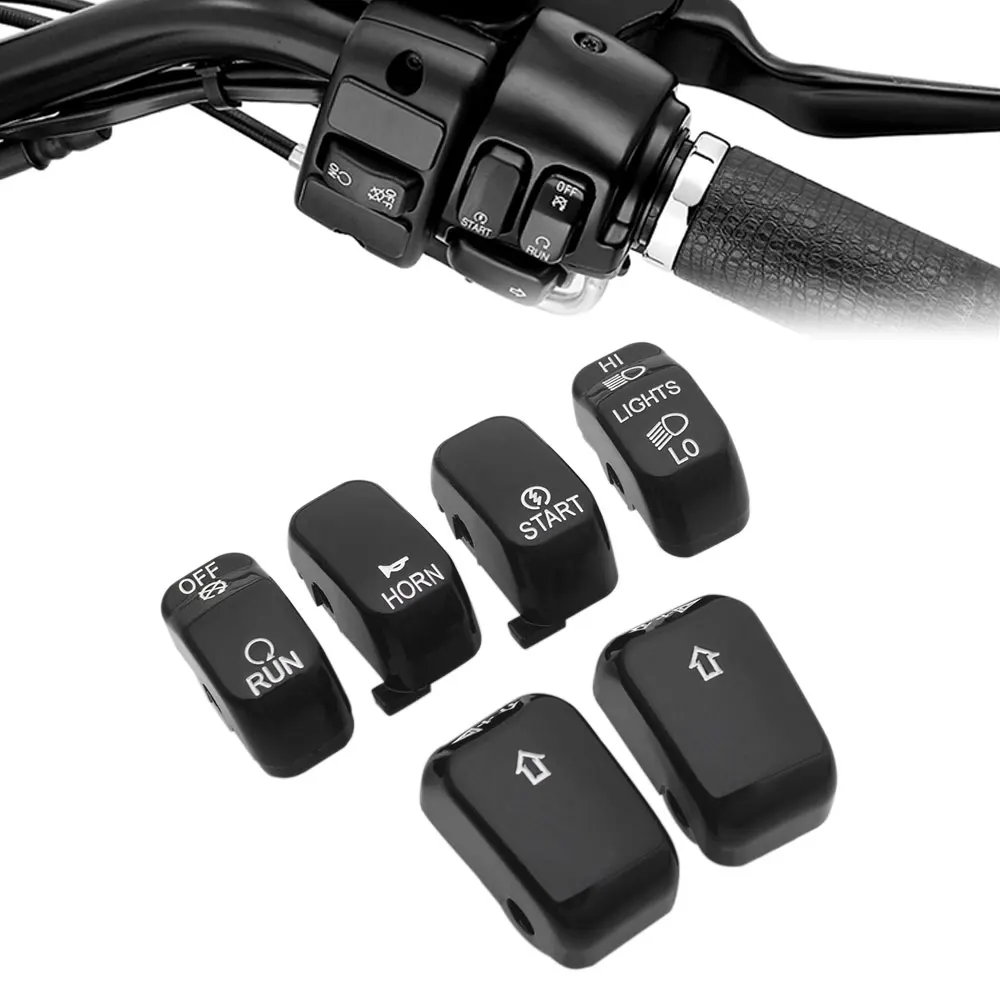 1 Set Of Switch Caps Easy To Install Fits For Harley Vrsc V-Rod Sportster Xl Dyna Road King 1996-2017 Gloss Black Button Cover