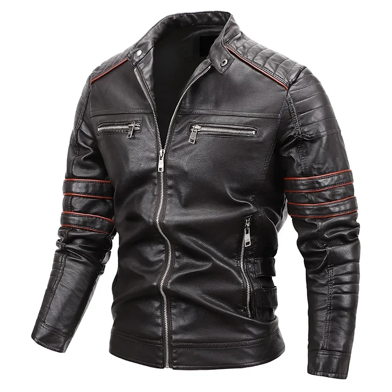 Autumn Casual Slim Windbreaker Chaquetas Motorcycle Leather Jacket Men Winter Coat