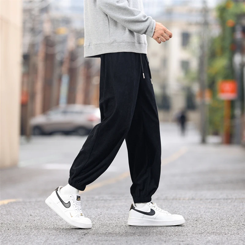 

Corduroy Men's Casual Pants Autumn Winter Cuffed Loose Versatile Sports Sweatpants Trendy Brand Youth Active Style Long Trousers