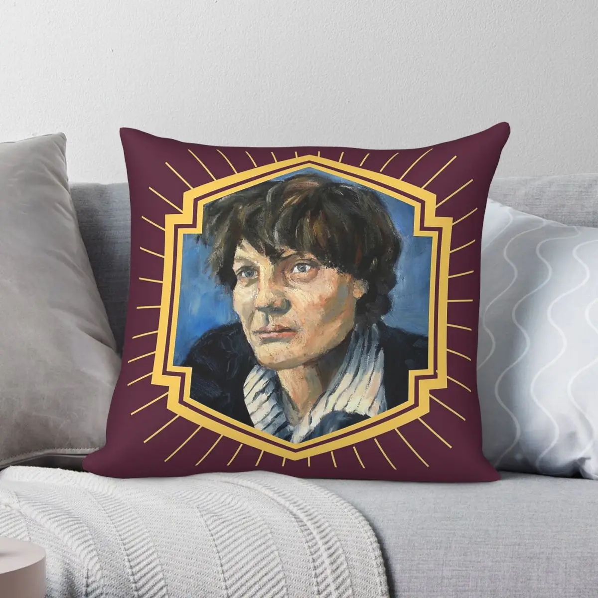 Iris Murdoch Lucian Freud Square Pillowcase Polyester Linen Velvet Pattern Zip Decor Sofa Seater Cushion Cover 45x45