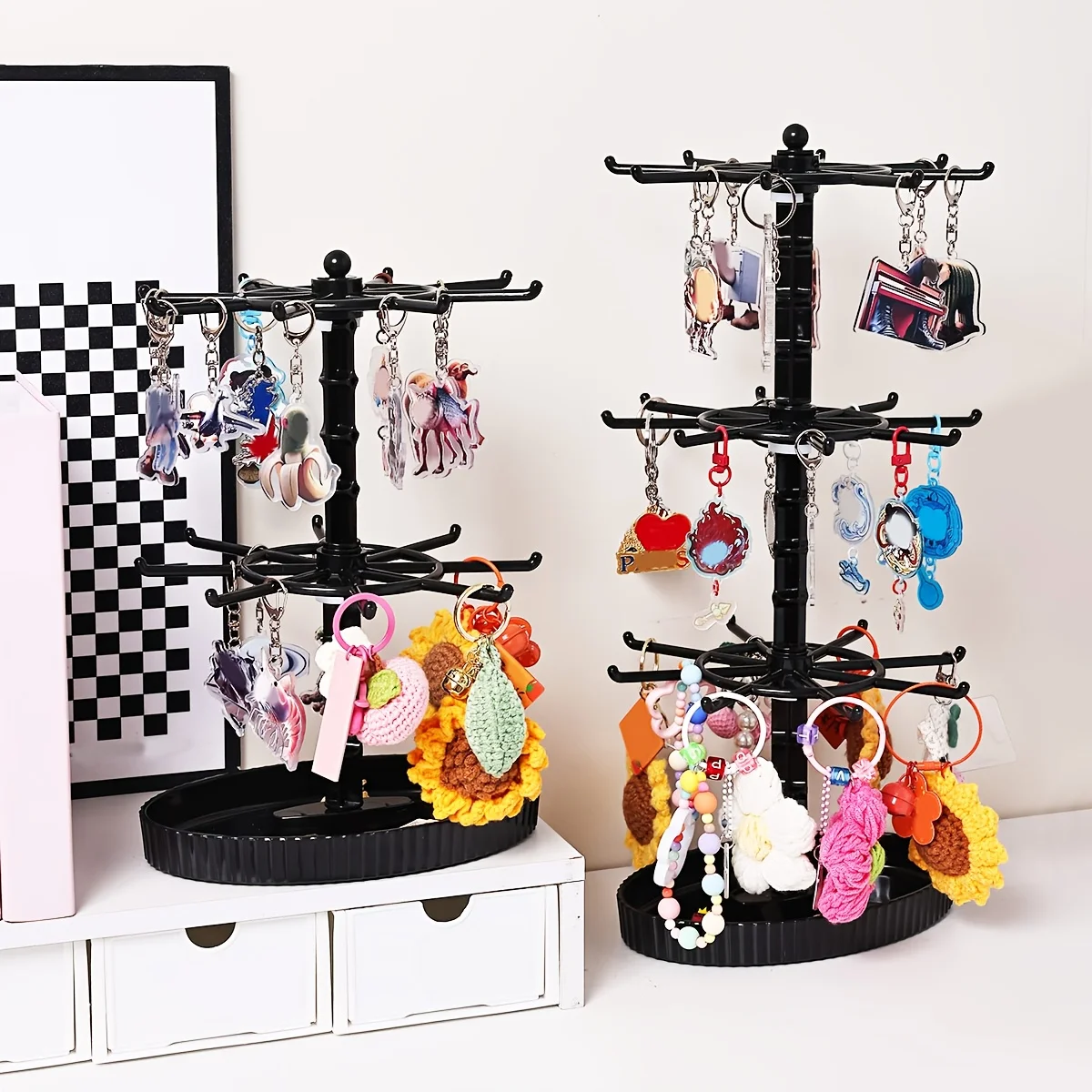 1pc Multi-Layer Adjustable Rotatable Keychain Storage Rack Jewelry Bracelet Desktop Jewelry Accessories Display Rack Holiday Gif