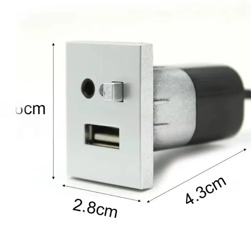 AA60 Car USB Input Adapter Mini Cable USB Jack Interface Switch for Ford Focus 2 MK2 2009-2011 C-MAX for Kuga Mk1 Silver