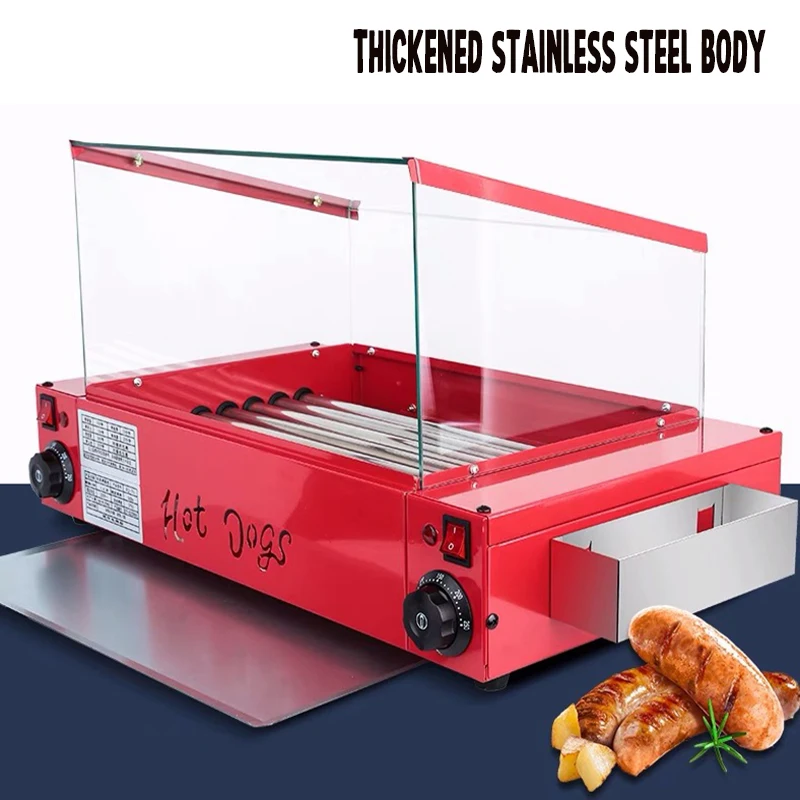 Electric Sausage Machine Multifunction American Hot Dog Kebab Machine Teppanyaki Barbecue Grill Steak Hamburger Baking Maker